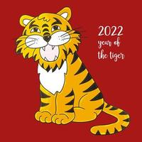 Tiger in hand draw style. Symbol of 2022. New Year 2022 vector