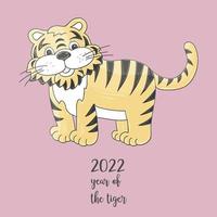 Tiger in hand draw style. Symbol of 2022. New Year 2022 vector