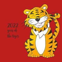 Tiger in hand draw style. Symbol of 2022. New Year 2022 vector