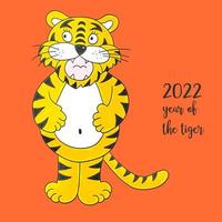 Tiger in hand draw style. Symbol of 2022. New Year 2022 vector