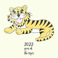 Tiger in hand draw style. Symbol of 2022. New Year 2022 vector