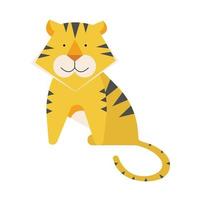 Chinese tiger vector illustration on white background. Flat cartoon style.