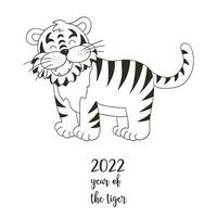 Tiger in hand draw style. Symbol of 2022. New Year 2022 vector