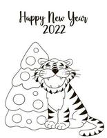 Tiger in hand draw style. Symbol of 2022. New Year 2022 vector