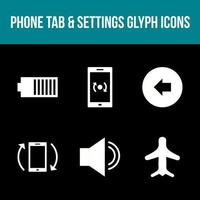 Unique Phone Tab and Settings Vector Icon Set