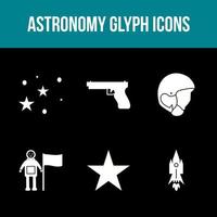 conjunto de iconos de vector de glip de astronomía único