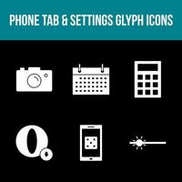 Unique Phone Tab and Settings Vector Icon Set