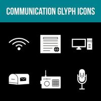 Conjunto de iconos de vector de glifo de comunicación única