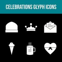 Conjunto de iconos de vector de glifo de celebración única