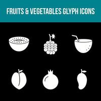 conjunto único de iconos vectoriales de frutas y verduras vector