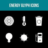 conjunto de iconos de vector de glifo de energía única