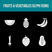 Unique Fruits and Vegetable Vector Icon Set