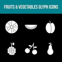 conjunto único de iconos vectoriales de frutas y verduras vector