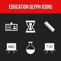 Beautiful Six Education and Schooling glyph Icon set vector