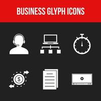 6 Beautiful Business Glyph vector icon set