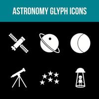 conjunto de iconos de vector de glifo de astronomía único