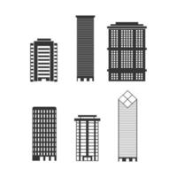 Monochrome illustrations urban buildings business offices skyscrapers vector