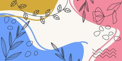 Abstract hand darwing background with leaf illustration template design vector