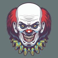 Evil Clown Head Illustration for Design Element vector