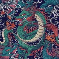 Dragon Seamless Pattern for clothing fabric and backrground design vector