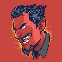 Devil Head With Flame Background vector