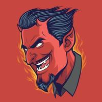 Devil Head With Flame Background vector