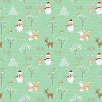 Christmas seamless pattern with cute animals happy on winter for decorative,kid product,fabric,textile or all print vector