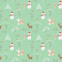 Christmas seamless pattern with cute animals happy on winter for decorative,kid product,fabric,textile or all print vector