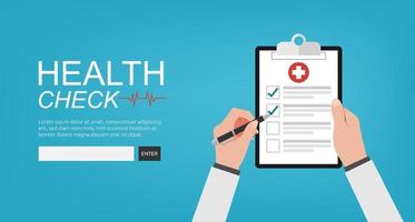 Health check concept, the doctor fill in checkbox report vector