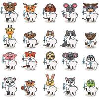 Cute Character Cartoon of Animal Doctor, dentist vector