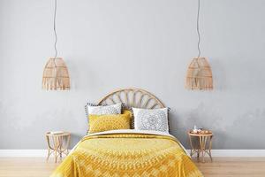 Blank wall mockup in style boho -2 photo