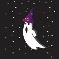 halloween celebration with boo wearing witch hat vector