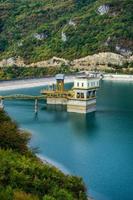 Famous Zhinvali reservoir in Caucasus mountains in Georgia photo