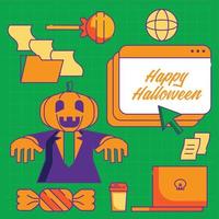 pumpkin head office worker vector