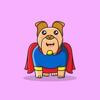 Ilustración de icono de vector de dibujos animados lindo perro superhéroe.