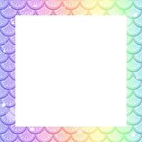 plantilla de marco de escamas de pescado arco iris pastel en blanco vector