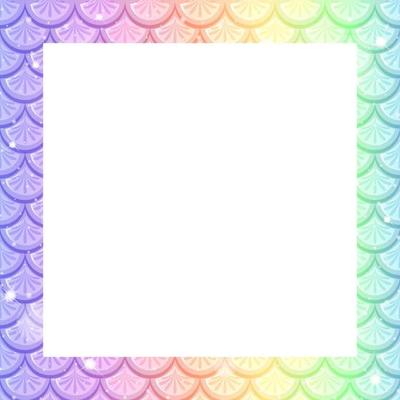 Blank pastel rainbow fish scales frame template