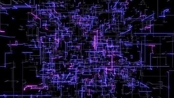 animação de loop de fundo cibernético linhas traço roxo video