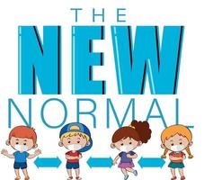 The new normal with children keeping social distancing vector