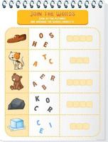 Spelling word game worksheet template vector