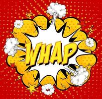 WHAP text on comic cloud explosion on red background vector