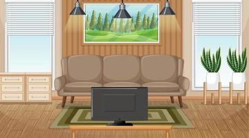 Living room interior scene with furniture and living room decoration vector