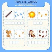 Spelling word game template vector