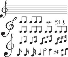 Símbolos musicales con líneas sobre fondo blanco. vector