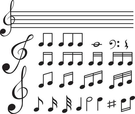 Musical symbols with lines on white background