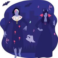 People with Halloween costume-1-background vector