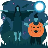 People with Halloween costume-2-background vector