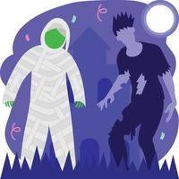 People with Halloween costume vector