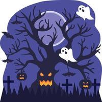 halloween tree illustration vector