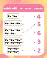 Count and match numbers math worksheet template vector